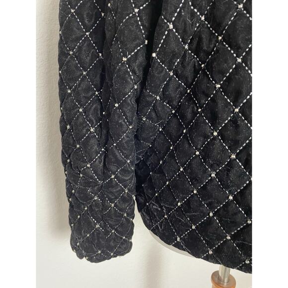 Something Navy Jacket Blazer Quilted Velvet Studded - Picture 10 of 12